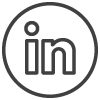 LinkedIn logo, a white circle with "in"